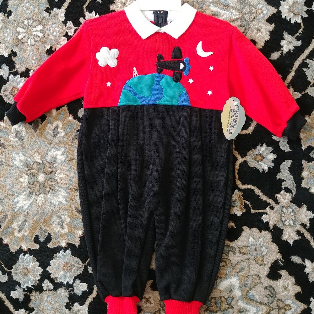 Adorable baby boy's knit one piece outfit Vintage - 12 Months